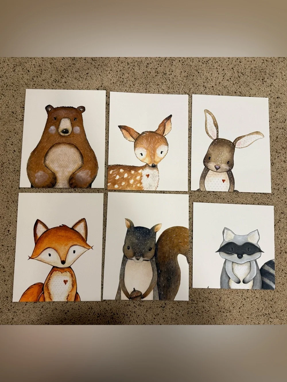 Woodland Friends Nursery Wall Art Prints - Set of 6